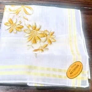 Embroidered Floral Cotton Handkerchief